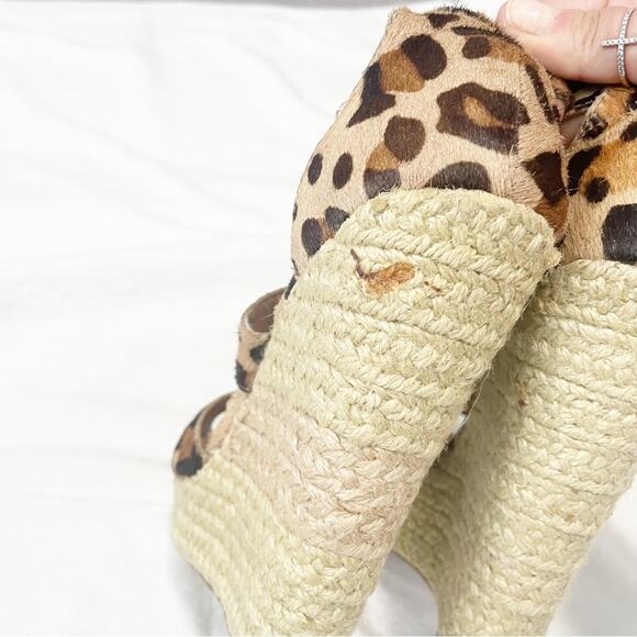 Steve Madden Kloudd calf hair leopard wedge strappy heels size 10 - Picture 5 of 9